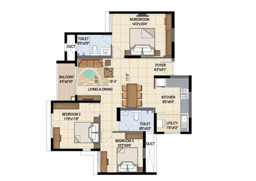 3 BHK Floor Plan