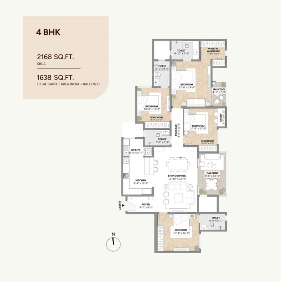 2 BHK Floor Plan
